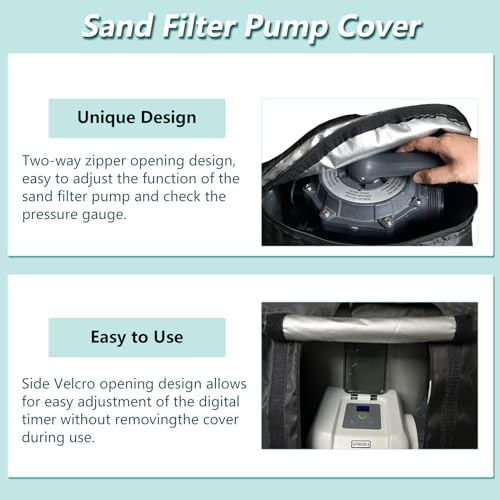okcool Sand Filter Pump Cover,Waterproof Anti-UV Pool Pump Sand Filter Cover,Upgraded Zipper Opening Designed (Black) by okcool - Image 5