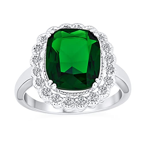 Bague cocktail art déco en argent et rubis rouge simulé avec oxyde de zirconium