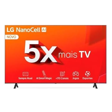 Smart TV 4K 65" LG NanoCell 65NANO80T Processador α5 Ger7 AI Hub de Esportes Alexa/Chromecast integrado webOS 24 Controle Smart Magic