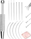 OUFER Ensemble de Pinces pour Piercing Acier Chirurgical Aiguille Guide de Perçage 16G 18G 20G Pince pour Billes Outil de Piercing pour Ouvrir et Changer Accessoires de Kit pour Oreille, Nez, Lèvre