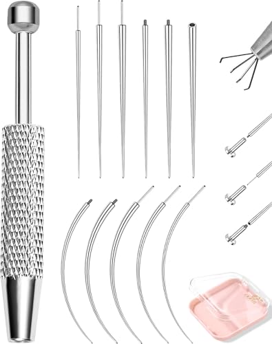 OUFER Ensemble de Pinces pour Piercing Acier Chirurgical Aiguille Guide de Perçage 16G 18G 20G Pince pour Billes Outil de Piercing pour Ouvrir et Changer...