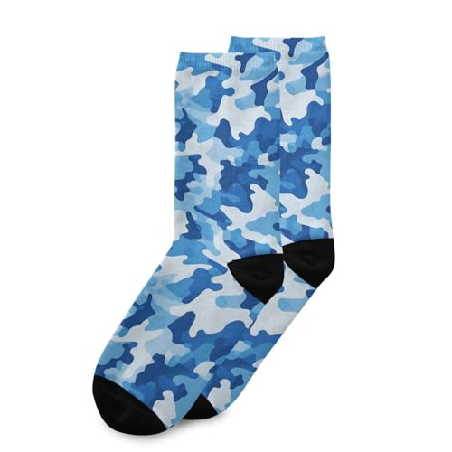 Mens Crew Socks Crew Camouflage in Blue Socks for Men Hiking Sports Running3