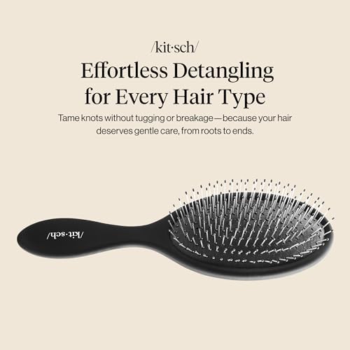 Kitsch Wet Dry Brush Detangler, Hair Brush for Women - Flexi Black