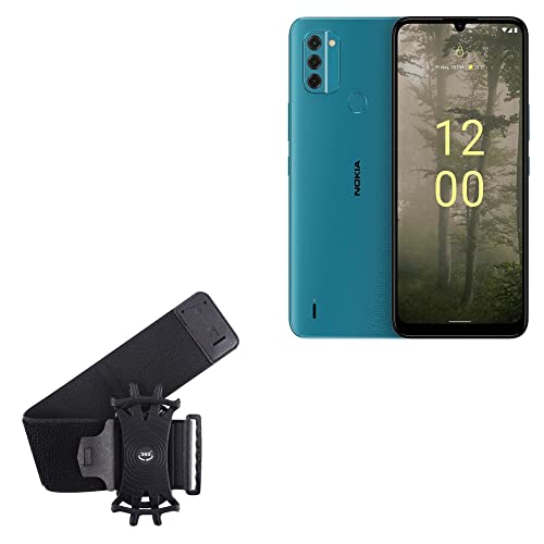 BoxWave Holster Compatible with Nokia C31 - ActiveStretch Sport Armband, Adjustable Armband for Workout and Running - Jet Black