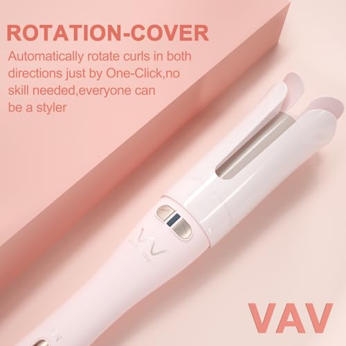 Image of VAV Automatic Rotating Curling Iron Auto Hair Curler, Self-Rolling Curling Wand Hair Styling Tools, 1.25 Inch Ceramic Ionic Wand, 400℉ Max Temperatur Easy to Use