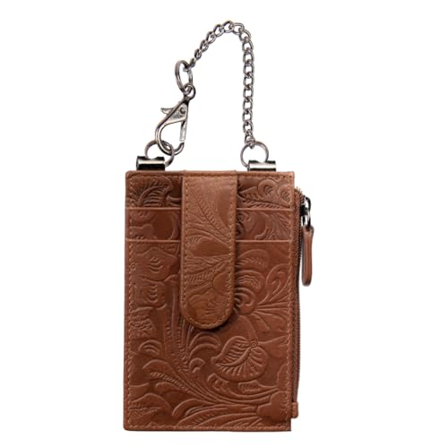Image of RFID Blocking Boot Wallet with Security Chain & Zipper Lock Genuine Leather Wallets for Men and Women, Travel Wallet, Minimalist Leather Card Holder