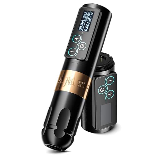 Photo de Ambition Vibe Machine à Tatouer Sans Fil - Machine Tatouage Rotative Stylo 4.0mm Course, Double Batterie 2400mAh, Moteur Brushless, Boutons Tactiles pour Artistes Professionnels