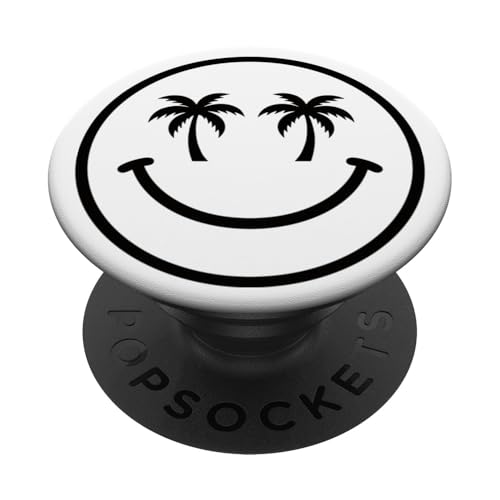 Happy Face Palmera Tropical Verano Playa Vacaciones PopSockets PopGrip Adhesivo