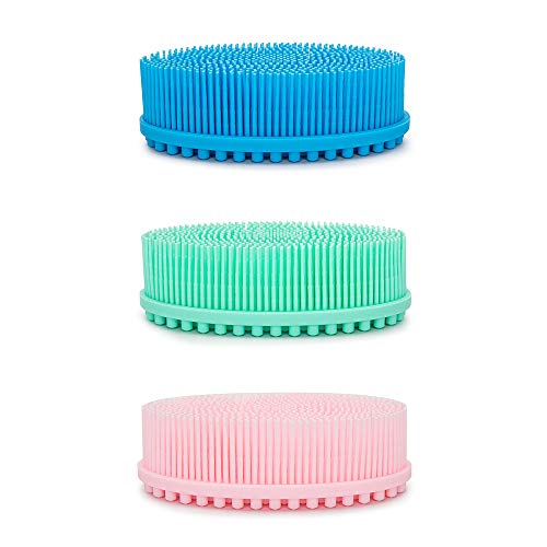 Agirlvct 3 Pcs Silicone Loofah Body Scrubber, Soft Rubber Loofahs,Sponge Scrubber Brush,Loofa Bath