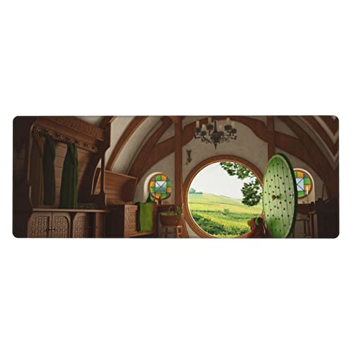 Tapis de souris de jeu XXL au design Beautiful Village pour un bureau à domicile bien ordonné