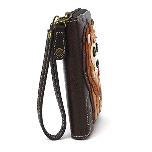 Image of CHALA Zip Around Wallet, Wristlet, 8 Credit Card Slots, Sturdy Pu Leather - Lion - Indigo