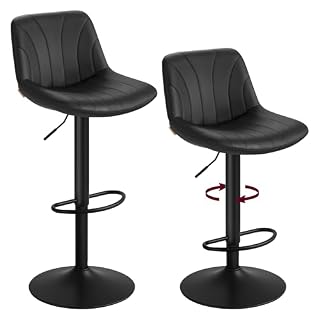 VASAGLE tabourets de bar réglables, lot de 2 noir