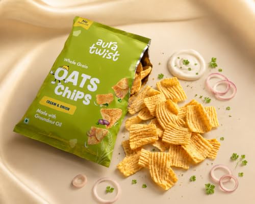 Image of Aura Twist Oats Chips Combo, Pack of(3+3)| High Protein & High Fiber Snack | No Palm Oil, No Maida | Indian Masala & Cream & Onion