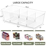 BALEINE Clear Plastic Storage Bins with 3 Removable Dividers, Pantry Organization, BPA Free Stackable Refrigerator Organizers and Storage for Kitchen Fridge Cabinet Bathroom (10.5x6.1x3.5, 4PK) - Image 4