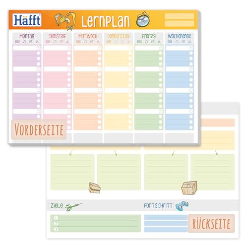 Häfft Lernplaner Block A5 mit 50 Blatt |Wochenplaner mit To-Do-Liste, Tracking, Lernpäckchen, Zielen, großem Notizfeld und mehr | klimaneutral & nachhaltig