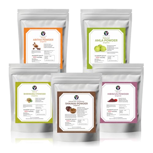 Aayuleubeda Badi Care ABC Amla Reetha Shikakai Bhringraj & Hibiscus Powder For Hair Of All Hair Type 50Gram Each (Pack Of 5) Unscented 250g