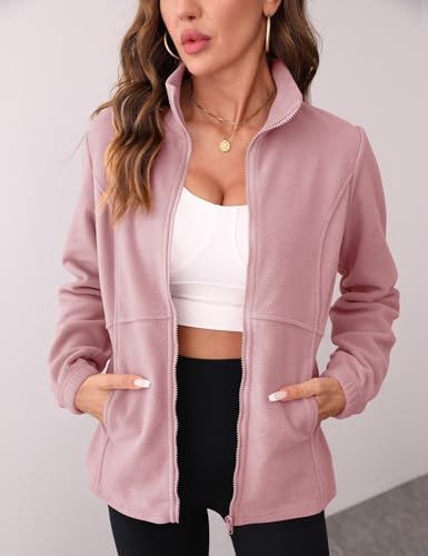 IECCP Fleecejacke Damen Durchgehender Reißverschluss Outdoor Fleecejacken Leicht und Warm Mode 2025
