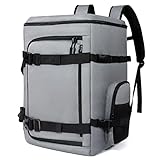 Bevalsa Skirucksack, 60L Ski Boot Snowboard Skischuhtasche, Wasserdicht Grosse Kapazität Ski -Reisetack -Rucksack für Ski & Snowboardstiefel, Skihelm, Brille, Handschuhe, Skizubehör (Dunkelgrau)