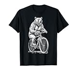 orso grizzly bicicletta ciclismo vintage ciclista biker animale maglietta