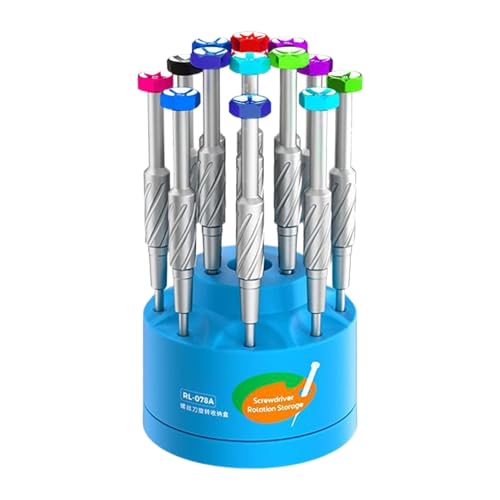 Organizador de destornilladores, caja giratoria de 360° ABS, caja giratoria portátil de 360 grados, organizador de herramientas, soporte de escritorio para taller, garaje, cobertizo, estación de