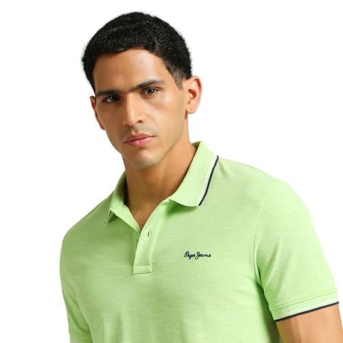 Image of Pepe Jeans Men's Cotton Regular Fit Polo T-Shirt