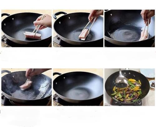 Wok de acero inoxidable tradicional, fondo plano, 47 cm miniatura 6