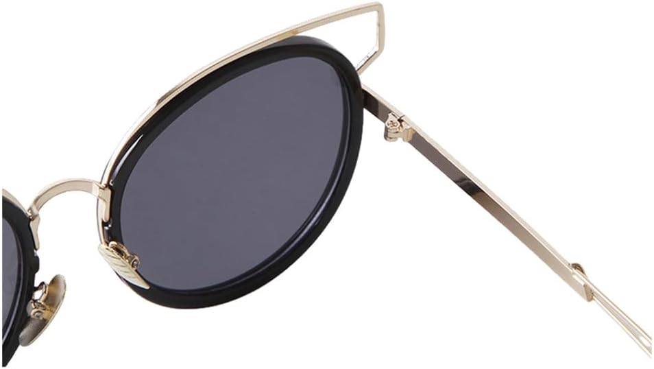 Fashion Metal Mirror Cat Eye Sunglasses Women Round Lens Frame Steampunk Shades Eyewear Men Sun Glasses UV400