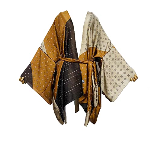 Summer Beach Cover up Women Cardigan Fashion Sexy Boho African Holiday Party Long Sleeve Silk Feeling Robe Kimono Kaftan (color64)