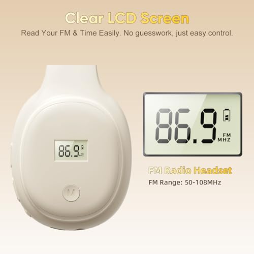 Image of Portable Personal FM Radio Headphones, Comfortable Radio Headset with Type-C Fast Charging Rechargeable Battery Long Playtime, Earmuff FM Radio for Seniors, Meeting FM Receiver