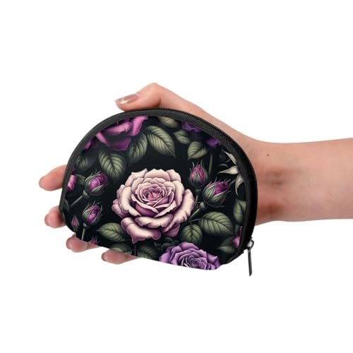 Portable Coin Purse Roses-Lush-Green-Leaves Mini Zippered Money Pouch Card Holder3