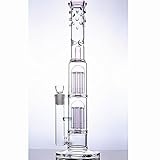 Altura: 40cm Glass Bong Doble Tree Cúpula Cafetera Pipa De Agua 18mm Bowl Waterpipe 16\"De Alto (Rosa)