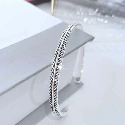 Jeolory Shiny Cute 925 Silver Plated Simple C-Shape Feather Open Cuff Adjustable Wrist Bracelet Bangle Fashion Jewelry (Silver) #TOP4