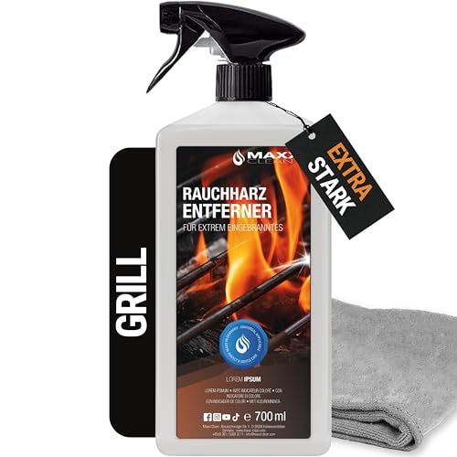 Limpiador de barbacoas y eliminador de resina de humo | 1x 700 ml en botella pulverizadora | Limpiador concentrado de hornos y barbacoas para barbacoas de gas, acero inoxidable, hierro fundido, etc.