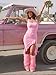 BORIFLORS Women's Sexy Ruched Bodycon Midi Dresses Square Neck Sleeveless Ruffle Hem Club Party Tank Dress, X-Small,Pink