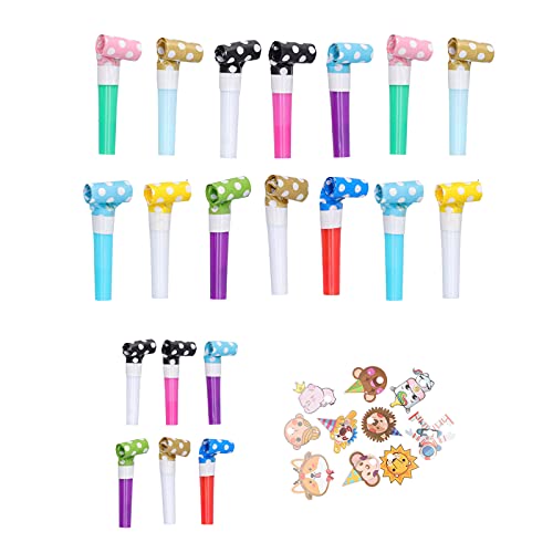 YUMILI Party Blowers Party Blow Horns Party Noise Makers Colorful Cartoon Birthday Blowouts Whistles for Kids Children Birthday Party New Year Celebration Cheerleading Events 20 Pack