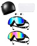 TorsuupTittan Adult Swim Goggles 2 Pack with Swim Cap, Anti Fog UV Protection No Leak Wide View for Men Women