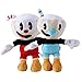 HUIQI 2 unids/Lote 25 cm Juego de Aventuras Cuphead Juguete de Felpa Mugman el Diablo Legendario cáliz muñecos de Peluche Juguetes para niños Regalos