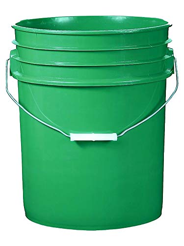 5 Gallon Green Plastic Buckets | 3 Pack | HDPE Plastic | Super Heavy Duty 90 Ml