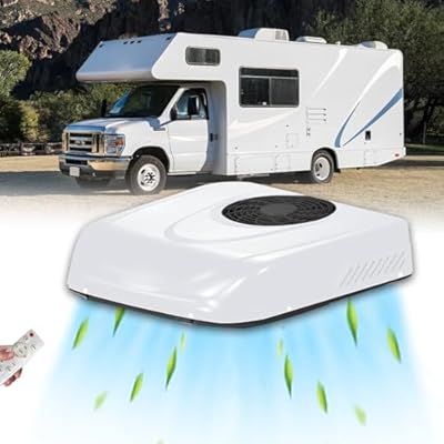 12V Fast Cooling RV Air Conditioner 12000 BTU, Universal RV Rooftop Ac Unit 12 Volt DC Camper Ac Units, Low-Noise Easy Install For Van, Truck, Travel Trailer, Fifth Wheel, Golf Vant, Motorhome