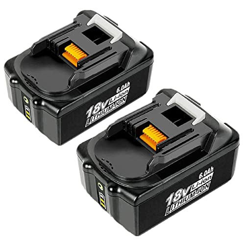 2 Stück BL1860B Ersatzakkku 18V 6000mAh Li-ion Akku für Makita 18V akku Kompatibel mit BL1860 BL1850B BL1850 BL1840B BL1840 BL1830 BL1820 Cover