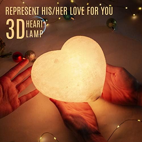 AGM Heart Shaped LED Mood Lamp, Rechargeable 3D Printing Nightlight| Remote and Touch Control Switch| 16 Colors RGB Night Lamp for Children & Adults, Bedroom Living Room Cafe Bar Christmas Decor