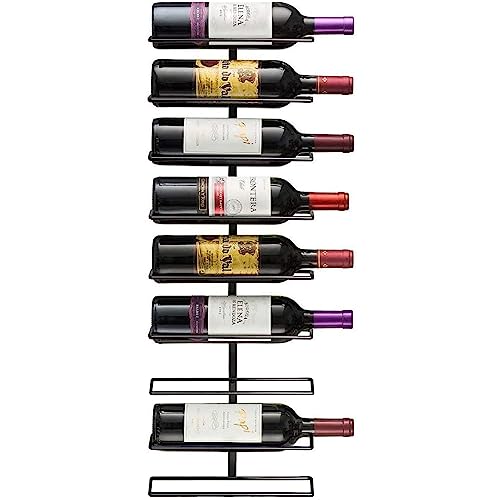 Sorbus Wall Mount Wine Rack (Holds 9 Bottles) – Wine Rack Wall Mounted for Wine Bottles, Liquor, Champagne, Black Metal Wine Bottle Holder for Home Bar, Wine Kitchen Storage
