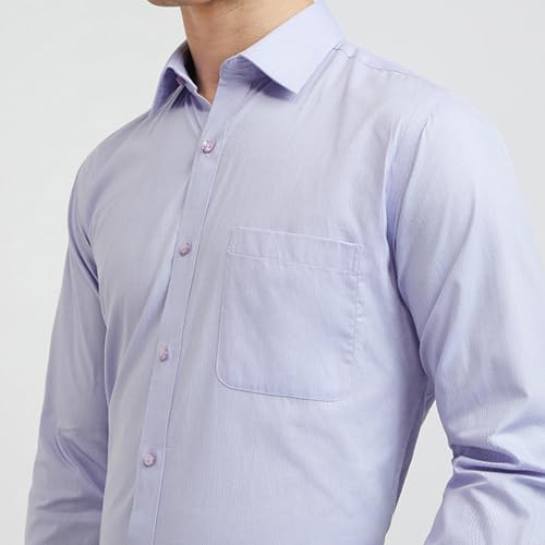 Image of Raymond Men Cotton Slim Fit Structure Pattern Semi Cut Away Collar Formal Shirt