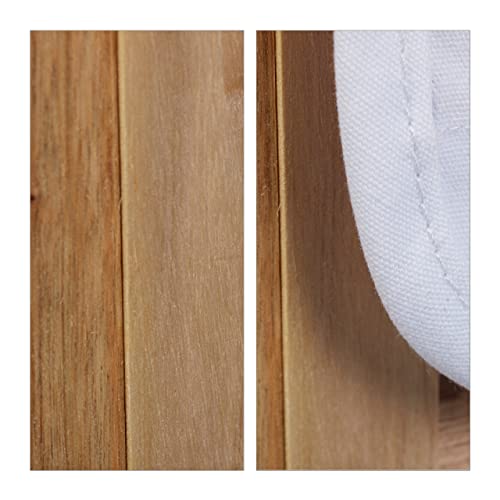 Relaxdays Cesto Ropa Sucia Madera Nogal, con Tapa, 60x40x35 cm, 50 litros, Baño, Lavandería, Dormitorio, Natural/Blanco - imagen 8