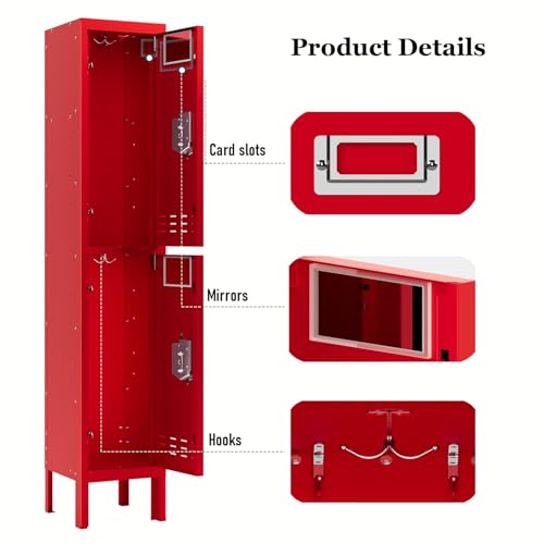 Image of BUTISOW Metal Lockers - 66 inch Height Steel Lockers for Employees with 2 Door Storage Locker with Card Slot for Employees Gym School Home Office Garage - Assembly Required