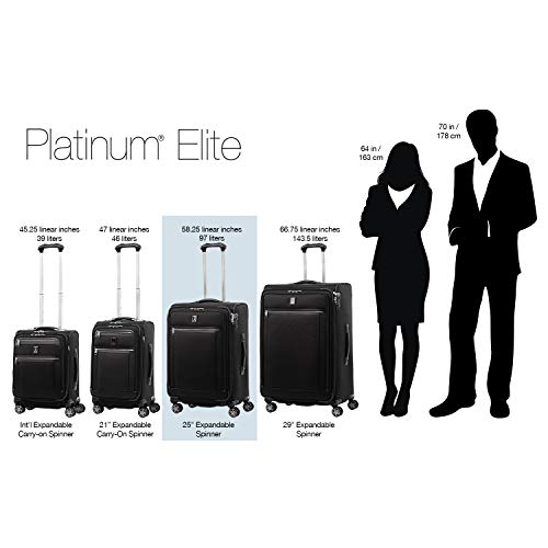 Travelpro Platinum Elite-Softside Expandable Spinner Wheel Luggage, Shadow Black, Checked-Medium 25-Inch