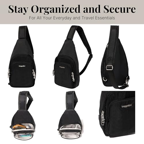 Baggallini Anti-Theft Daytripper Sling - 7x12 Securtex Crossbody Bag Travel Safe, Locking Zippers, Slash-Resistant Strap - Thumbnail 6