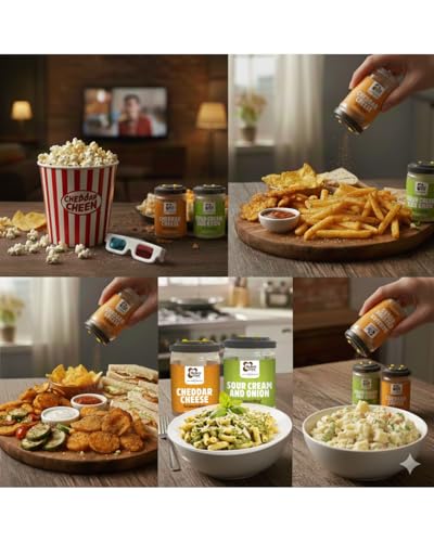 Image of Browntree Cheddar Cheese + Sour Cream & Onion Popcorn Seasoning Powder | Combo Pack -100g(Each Pack 50g)| Creamy & Tangy Flavours | Ideal for Snacks & Popcorn