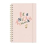Fringe Studio BE A NICE HUMAN SIGNATURE SPIRAL JOURNAL, Flexible Vegan Leather Flexible Cover, Exposed Twin-Ring Spiral Binding, Elastic Closure, 6″ x 9.5″, 160 lined pages (896070)