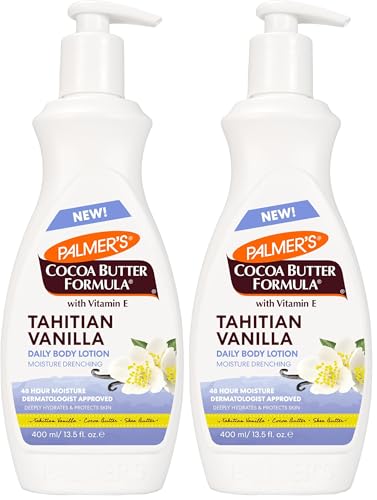 Palmer's Cocoa Butter Formula Tahitian Vanilla Body Lotion,13.5 Oz, Daily Moisturizing Lotion for Dry Skin with Shea Butter & Vitamin E, Hydrates & Protects, Provide 48-Hour Deep Moisture,(Pack of 2)